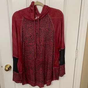 Cato Red and Black Leopard Print Hoodie